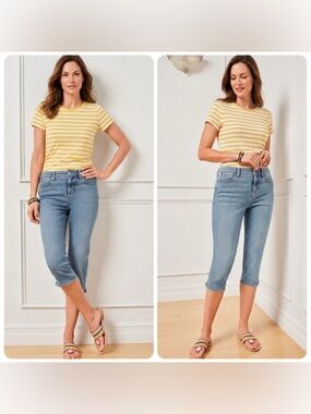Talbots The Pedal Pusher Length Jeans High Rise Curvy Fit Blue Skye Wash Size 10